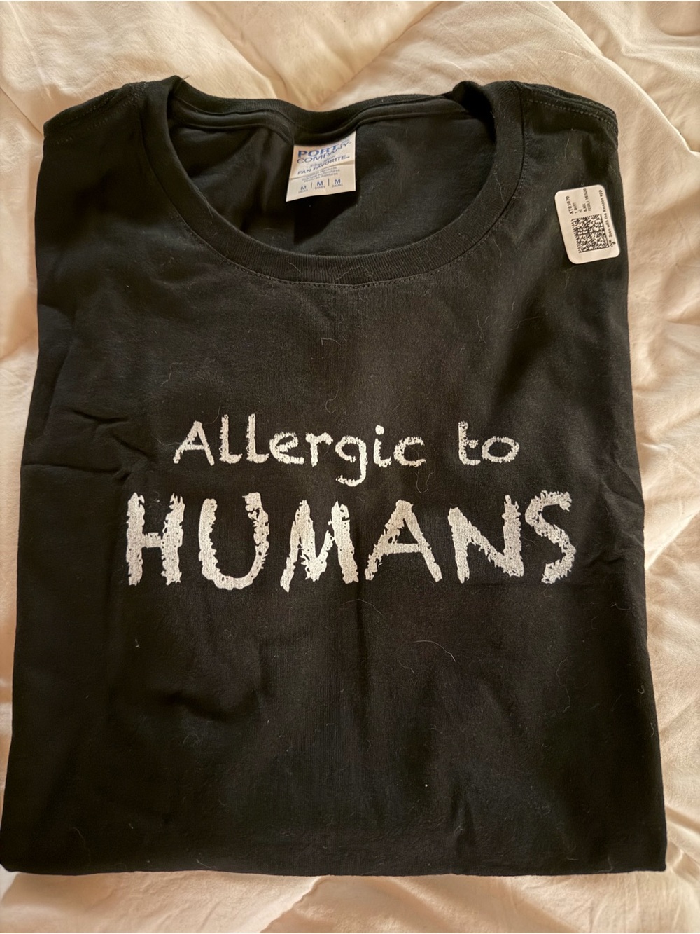 NWT - “Allergic to Humans” Womens Black Graphic Tee